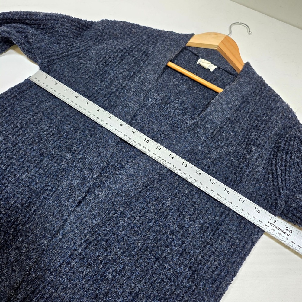 Caslon Cardigan Sweater Womens XS Navy Blue Open Front Knit Pocket Longline Cozy - Picture 4 of 6